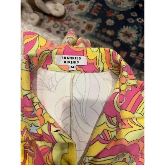 RARE NWOT FRANKIES BIKINI ROSE TERRY ROMPER in PEACE TERRY - 1970s PRINT​ - Picture 3 of 9